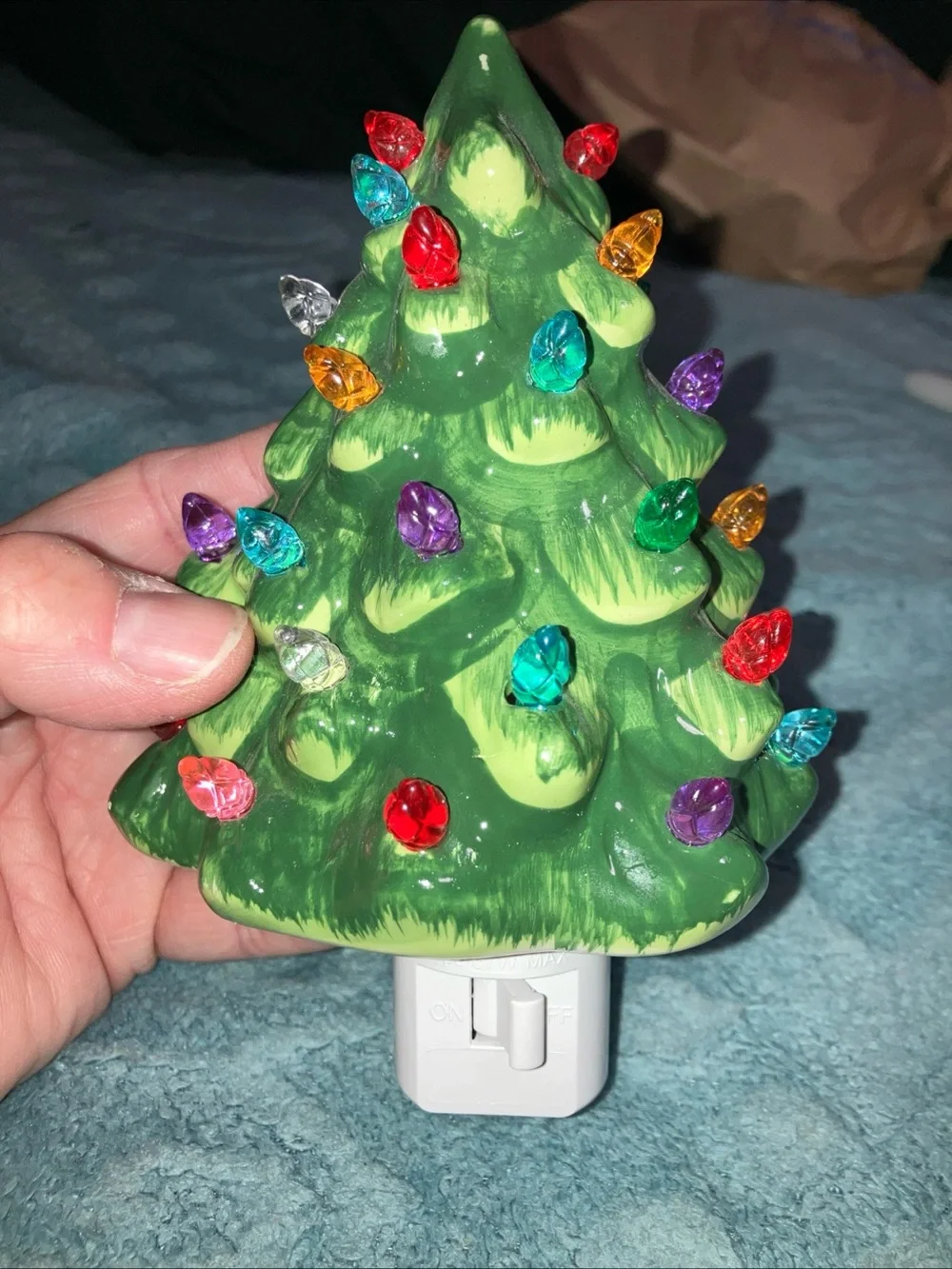 Target Ceramic Green Christmas Tree Night Light with Multicolored Bulbs